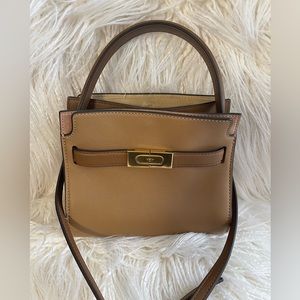 Tory Burch Petite Radziwill Double Bag in Tan.